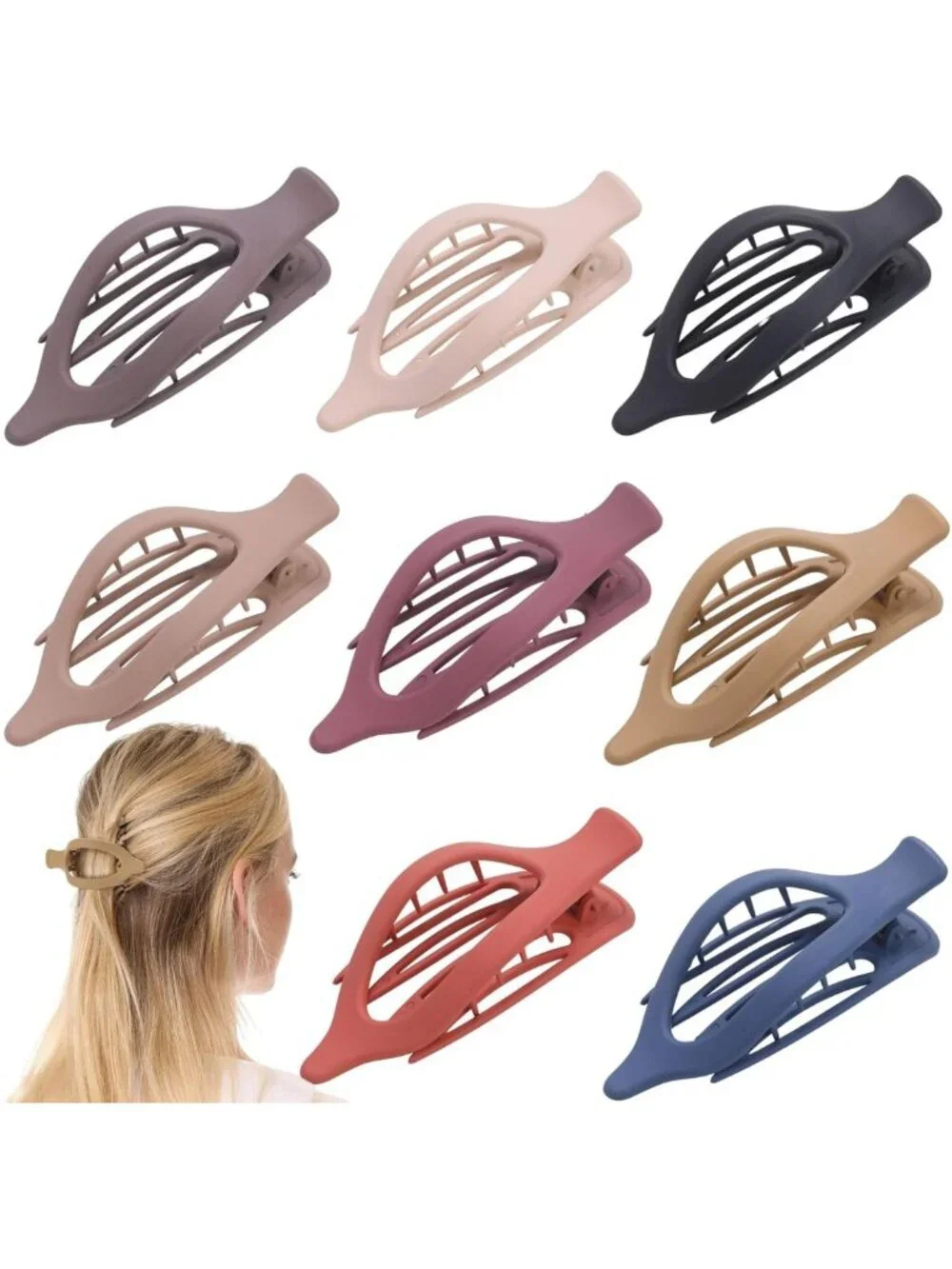 8 Pack Matte No Crease Hair Clips, Strong Hold Barrettes for Thick & Thin Hair